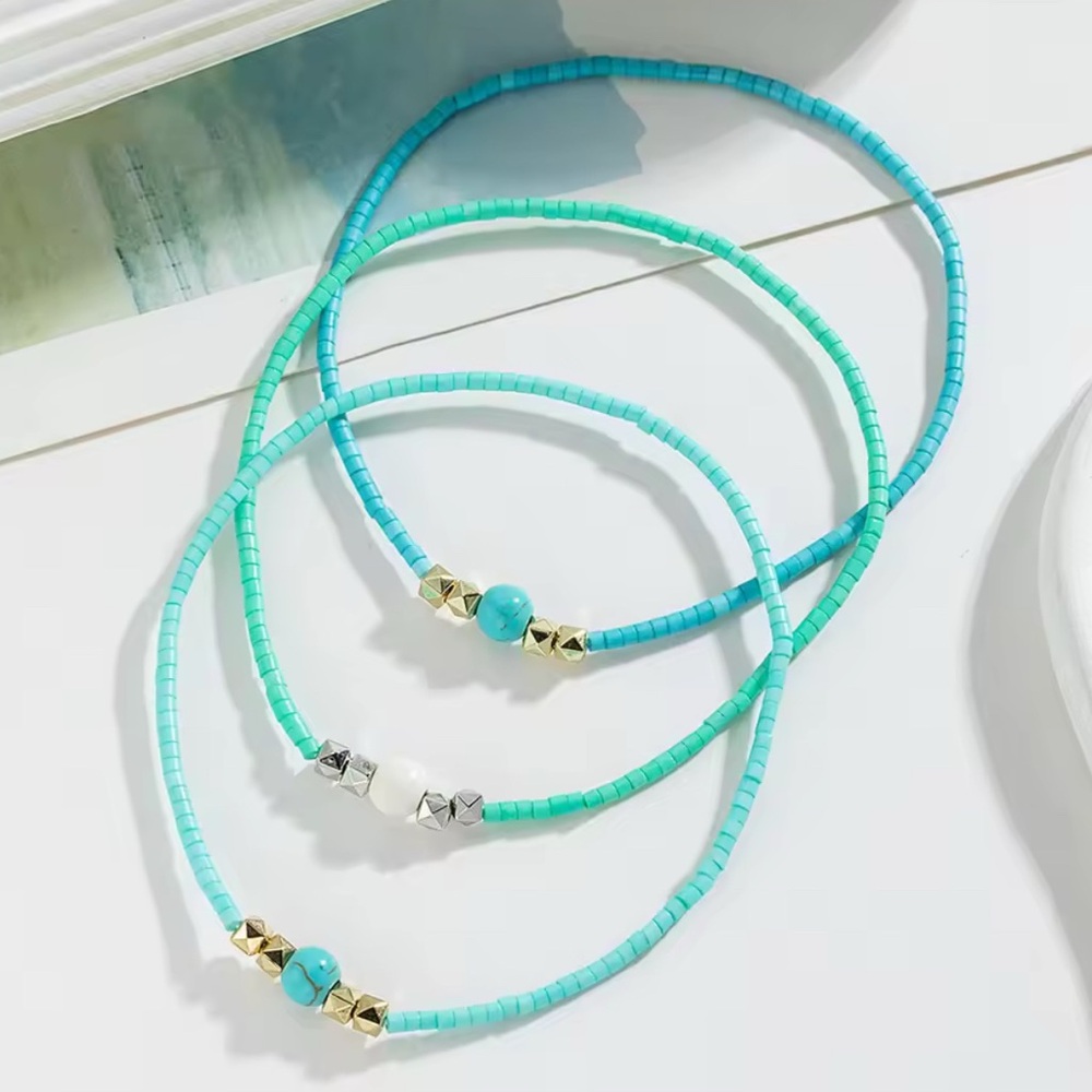 Beautiful 3 Piece Turquoise Blue Goddess Anklet Set